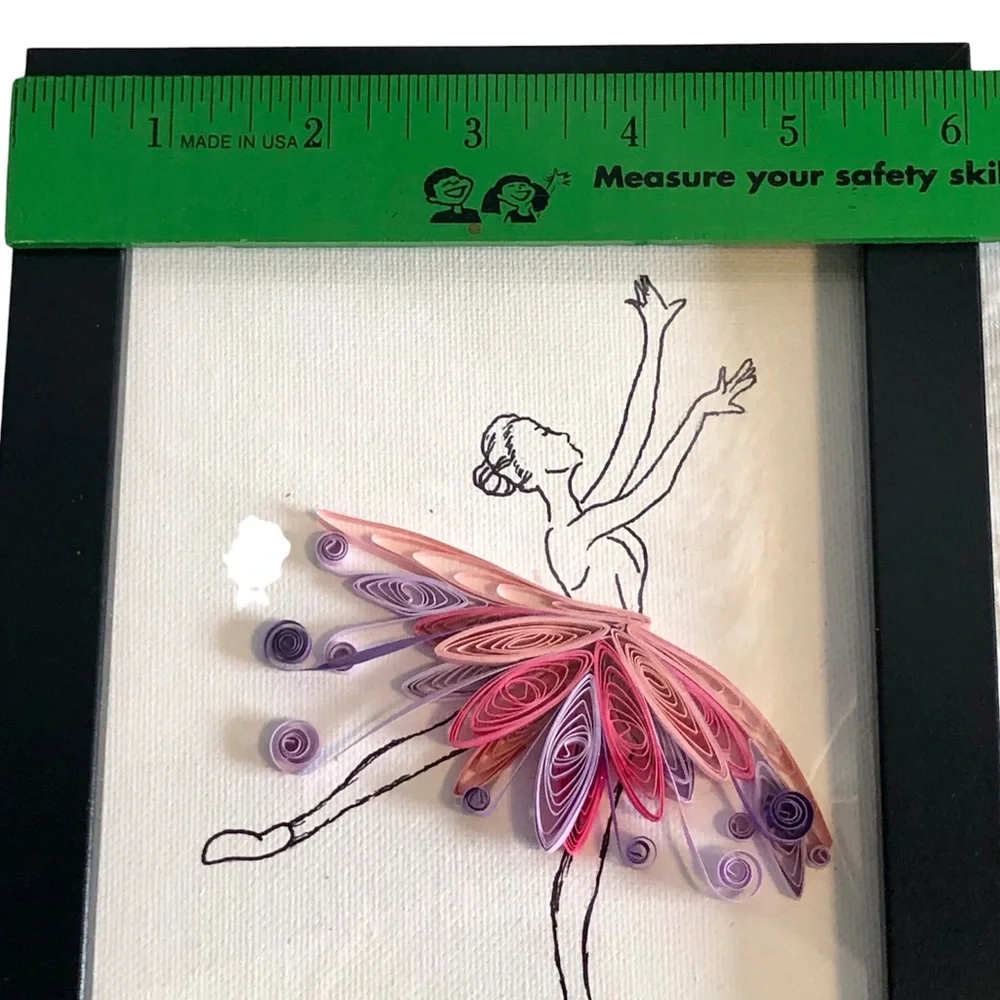 Handmade Quilled Art Ballerina framed pink purple 6 x 8 Quilling - Picture 8 of 11